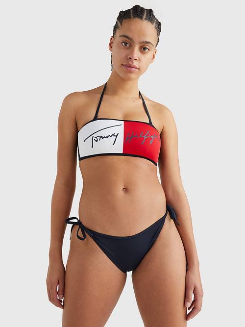 Tommy Hilfiger Cheeky Side Tie Bikini Bottoms Mayo Kadın Mavi | TH295ZNA