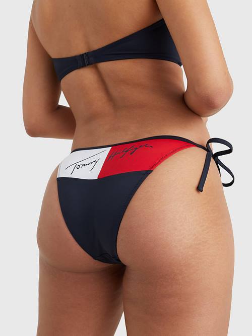 Tommy Hilfiger Cheeky Side Tie Bikini Bottoms Mayo Kadın Mavi | TH295ZNA