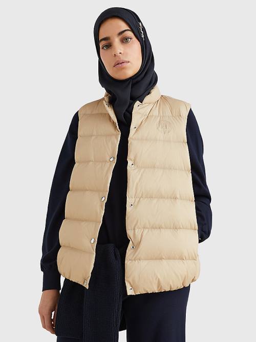 Tommy Hilfiger Chic Down-Filled Vest Kaban Kadın Bej Rengi | TH174AIP