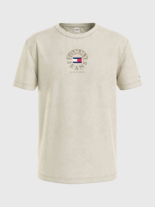 Tommy Hilfiger Circle Logo Tişört Erkek Bej Rengi | TH089IBY