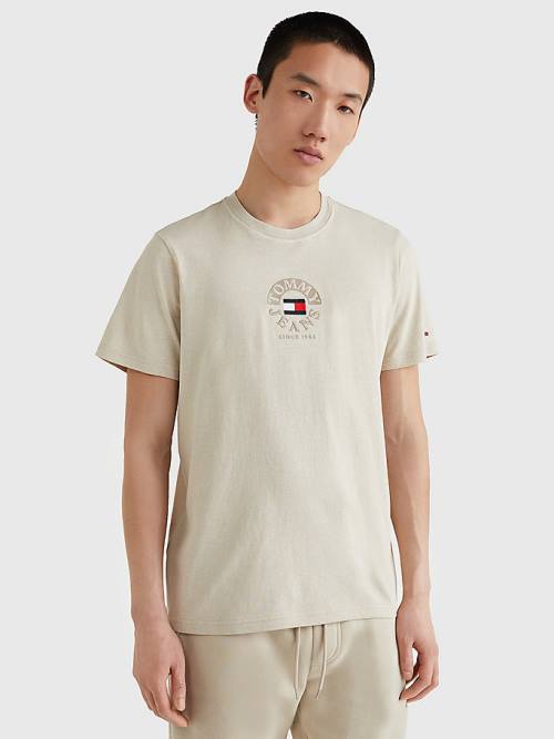 Tommy Hilfiger Circle Logo Tişört Erkek Bej Rengi | TH089IBY