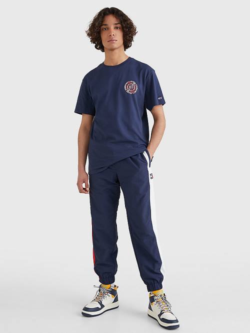 Tommy Hilfiger Circular Back Logo Tişört Erkek Mavi | TH687YJQ