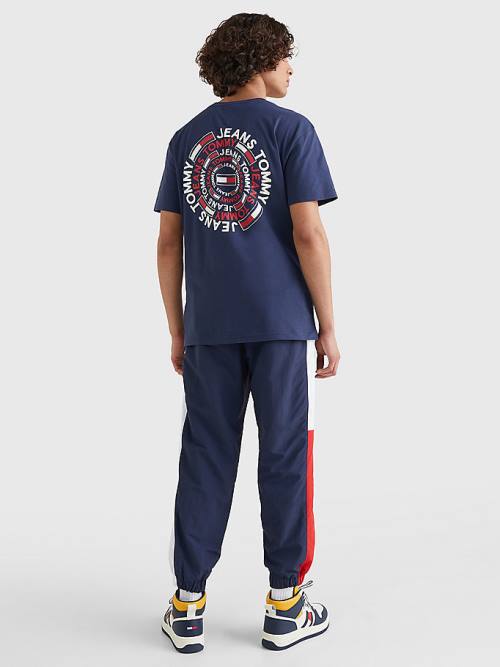 Tommy Hilfiger Circular Back Logo Tişört Erkek Mavi | TH687YJQ