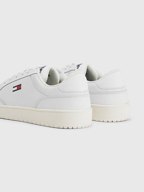 Tommy Hilfiger City Deri Cupsole Spor Ayakkabı Erkek Beyaz | TH346HYZ