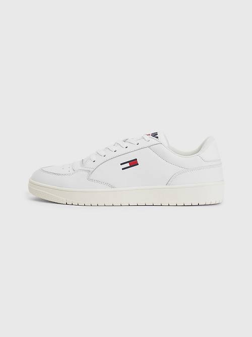 Tommy Hilfiger City Deri Cupsole Spor Ayakkabı Erkek Beyaz | TH346HYZ