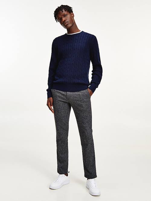 Tommy Hilfiger Classics Cable Knit Jumper Kazak Erkek Mavi | TH346RHP