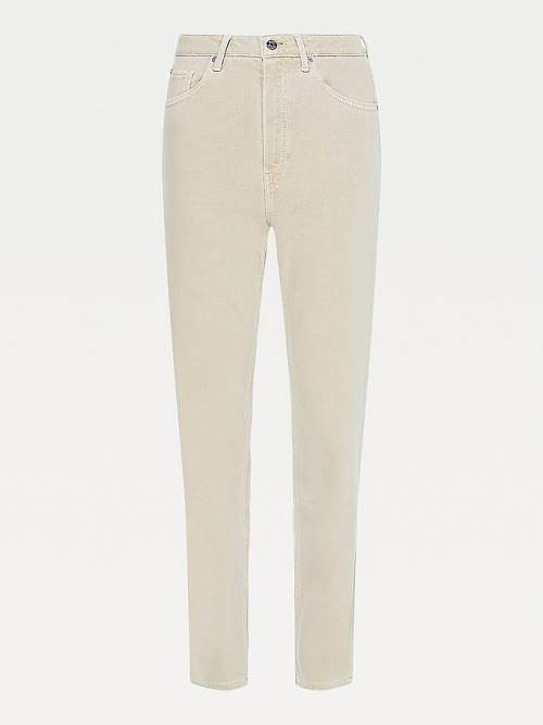 Tommy Hilfiger Classics High Rise Straight Twill Jean Pantolon Kadın Bej Rengi | TH293NKI