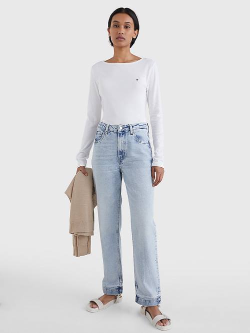 Tommy Hilfiger Classics High Rise Straight Faded Let-Down Jean Pantolon Kadın Denim | TH732XSC