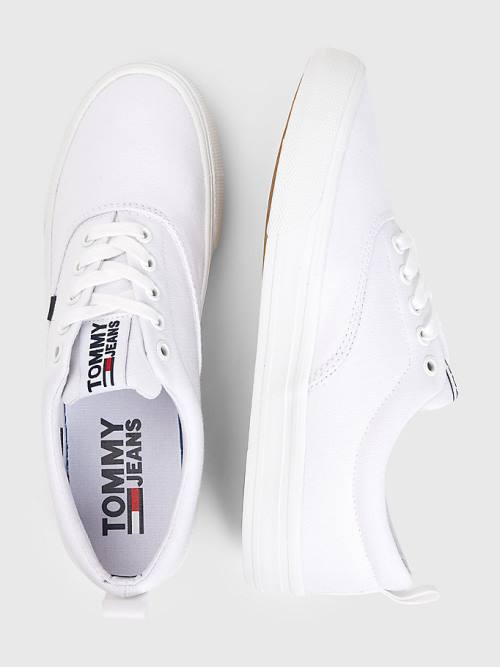 Tommy Hilfiger Classics Low-Top Pamuklu Spor Ayakkabı Kadın Beyaz | TH639ATM