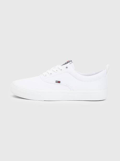 Tommy Hilfiger Classics Low-Top Pamuklu Spor Ayakkabı Kadın Beyaz | TH639ATM