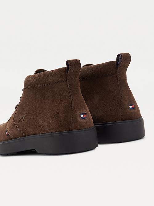 Tommy Hilfiger Classics Süet Dantel-Up Ankle Bot Erkek Kahverengi | TH038ANE