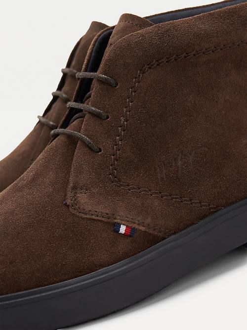 Tommy Hilfiger Classics Süet Dantel-Up Ankle Bot Erkek Kahverengi | TH038ANE