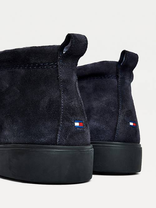 Tommy Hilfiger Classics Süet Dantel-Up Ankle Bot Erkek Mavi | TH903UYE