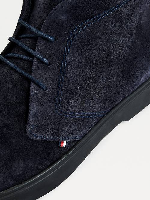 Tommy Hilfiger Classics Süet Dantel-Up Ankle Bot Erkek Mavi | TH903UYE