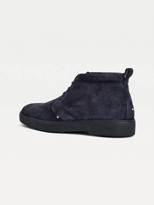 Tommy Hilfiger Classics Süet Dantel-Up Ankle Bot Erkek Mavi | TH903UYE