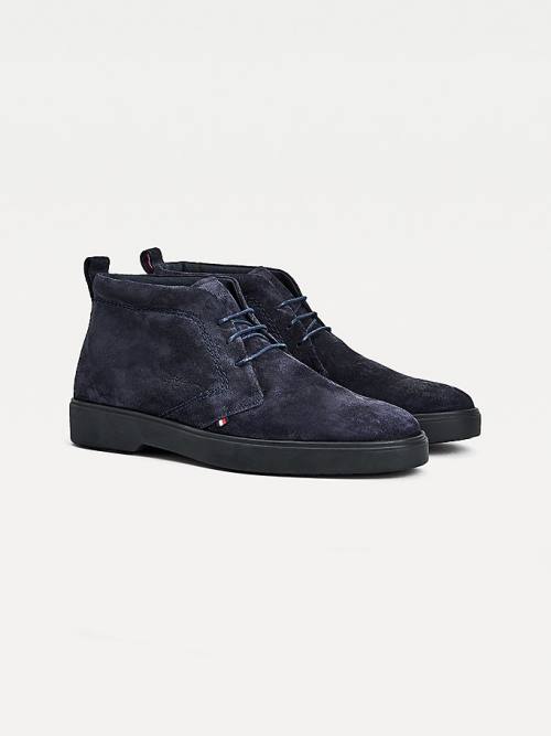 Tommy Hilfiger Classics Süet Dantel-Up Ankle Bot Erkek Mavi | TH903UYE