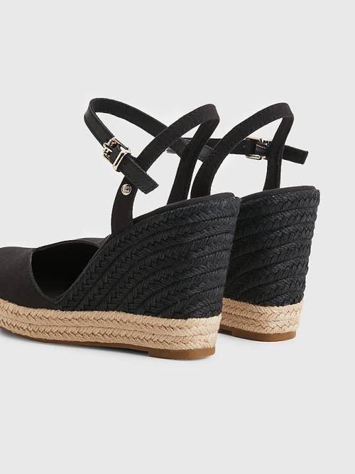 Tommy Hilfiger Closed Burunlu High Wedge Espadril Sandalet Kadın Siyah | TH143WPU