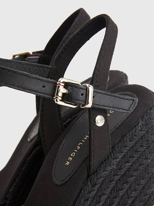 Tommy Hilfiger Closed Burunlu High Wedge Espadril Sandalet Kadın Siyah | TH143WPU