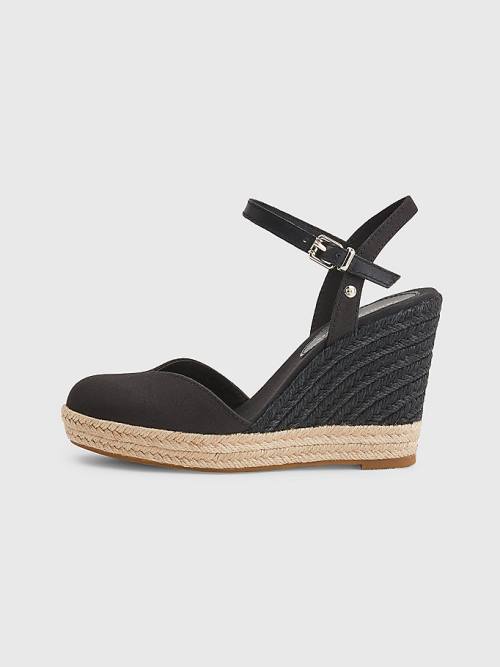 Tommy Hilfiger Closed Burunlu High Wedge Espadril Sandalet Kadın Siyah | TH143WPU