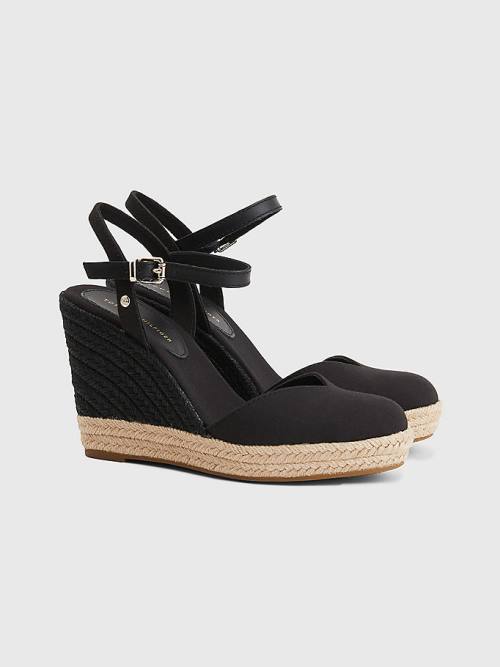 Tommy Hilfiger Closed Burunlu High Wedge Espadril Sandalet Kadın Siyah | TH143WPU