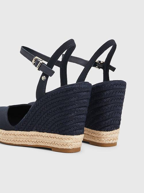 Tommy Hilfiger Closed Burunlu High Wedge Espadril Sandalet Kadın Mavi | TH780KYX