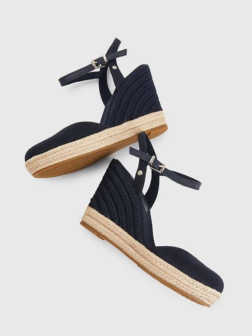 Tommy Hilfiger Closed Burunlu High Wedge Espadril Sandalet Kadın Mavi | TH780KYX