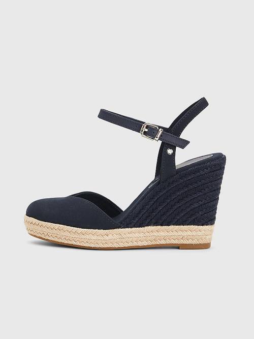 Tommy Hilfiger Closed Burunlu High Wedge Espadril Sandalet Kadın Mavi | TH780KYX