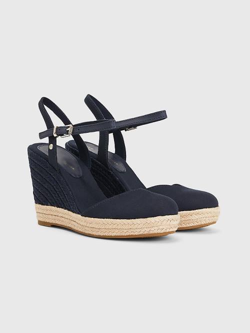 Tommy Hilfiger Closed Burunlu High Wedge Espadril Sandalet Kadın Mavi | TH780KYX