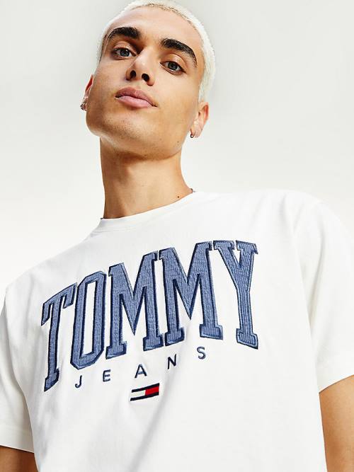 Tommy Hilfiger College Bold Logo Klasik Tişört Erkek Beyaz | TH241WGB