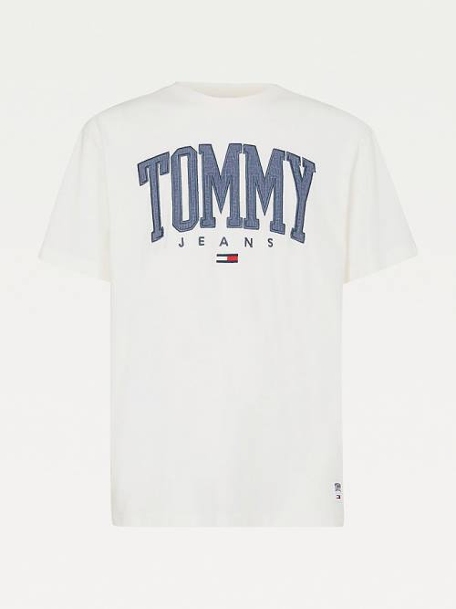 Tommy Hilfiger College Bold Logo Klasik Tişört Erkek Beyaz | TH241WGB