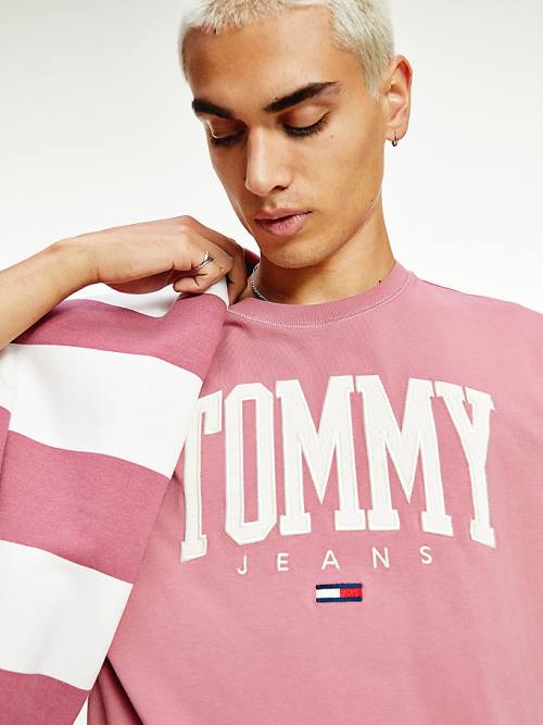 Tommy Hilfiger College Bold Logo Klasik Tişört Erkek Pembe | TH875NFZ