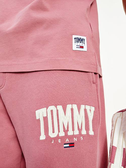 Tommy Hilfiger College Bold Logo Klasik Tişört Erkek Pembe | TH875NFZ