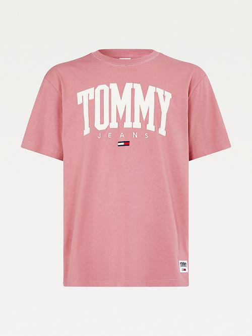 Tommy Hilfiger College Bold Logo Klasik Tişört Erkek Pembe | TH875NFZ