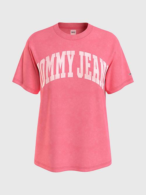 Tommy Hilfiger College Boyfriend Fit Tişört Kadın Pembe | TH263VSE