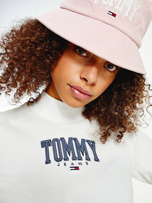 Tommy Hilfiger College Cropped Long Sleeve Tişört Kadın Beyaz | TH815RJN