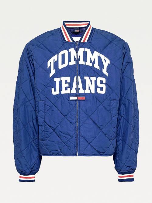 Tommy Hilfiger College Diamond Quilted Zip-Thru Ceket Kadın Mavi | TH295SUT