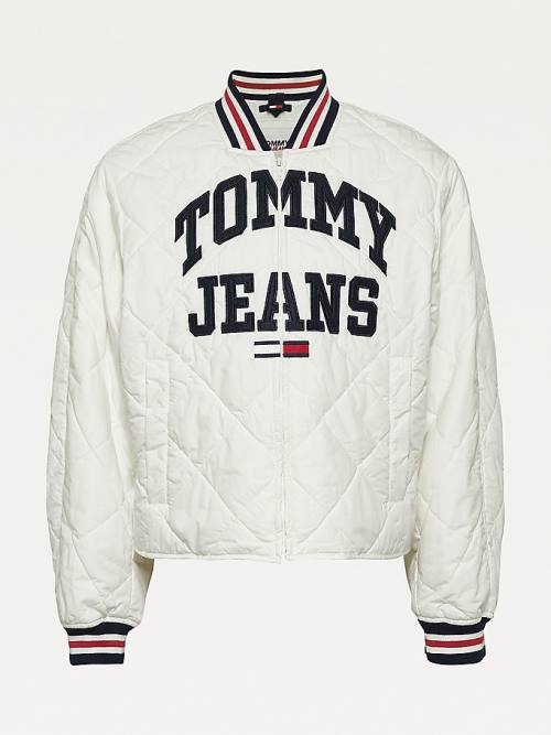 Tommy Hilfiger College Diamond Quilted Zip-Thru Ceket Kadın Beyaz | TH309VZO