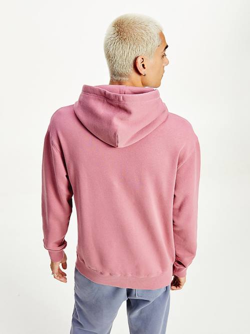 Tommy Hilfiger College Logo Kapüşonlu Sweatshirt Erkek Pembe | TH567XBR