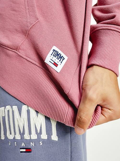 Tommy Hilfiger College Logo Kapüşonlu Sweatshirt Erkek Pembe | TH567XBR