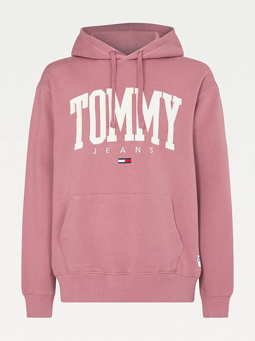 Tommy Hilfiger College Logo Kapüşonlu Sweatshirt Erkek Pembe | TH567XBR