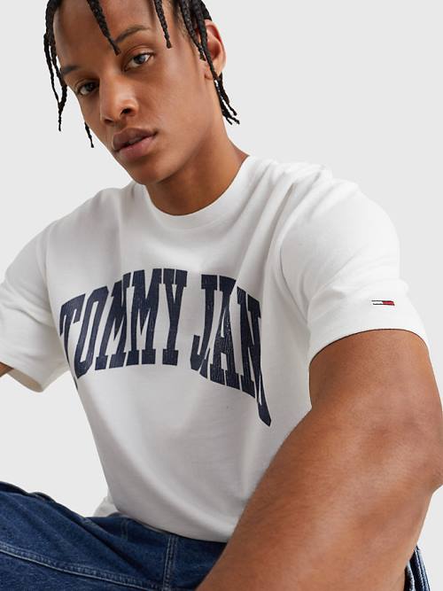 Tommy Hilfiger College Logo Tişört Erkek Beyaz | TH519GYV