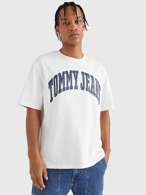 Tommy Hilfiger College Logo Tişört Erkek Beyaz | TH519GYV