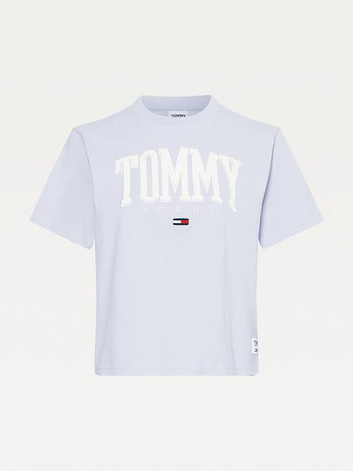 Tommy Hilfiger College Organic Pamuklu Boyfriend Fit Tişört Kadın Mor | TH341RCX