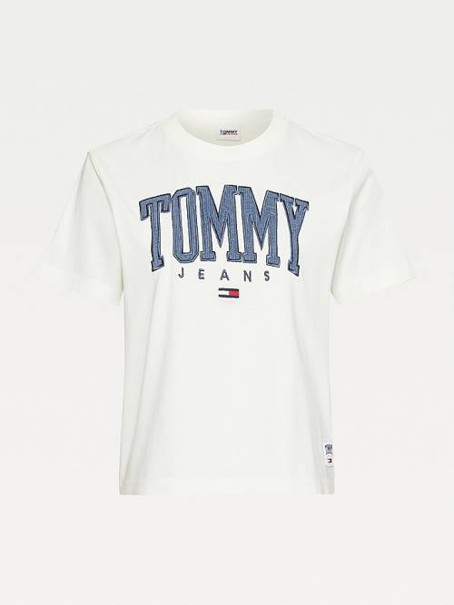 Tommy Hilfiger College Organic Pamuklu Boyfriend Fit Tişört Kadın Beyaz | TH693WCN