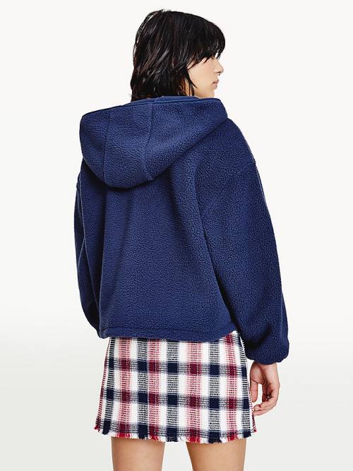 Tommy Hilfiger College Recycled Polar Fleece Popover Ceket Kadın Mavi | TH961WNZ