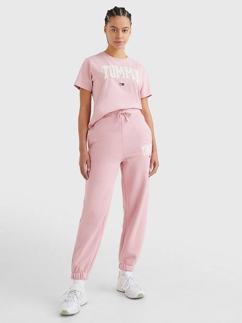 Tommy Hilfiger College Tommy Badge Plush Joggers Pantolon Kadın Pembe | TH860BFG