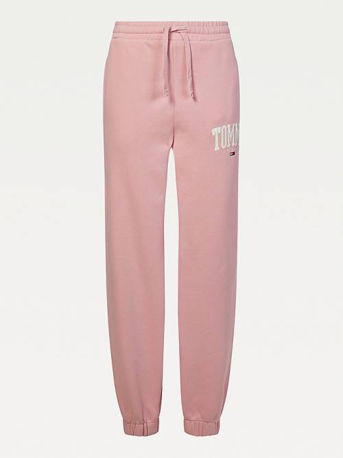 Tommy Hilfiger College Tommy Badge Plush Joggers Pantolon Kadın Pembe | TH860BFG