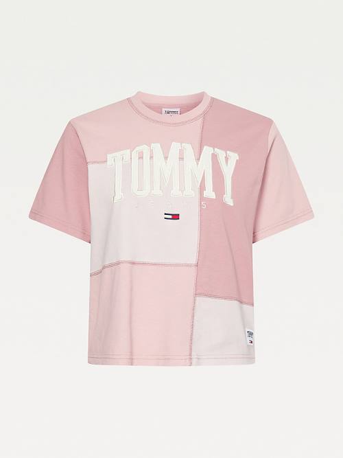 Tommy Hilfiger College Tonal Cut-And-Sewn Boyfriend Tişört Kadın Pembe | TH518QKH