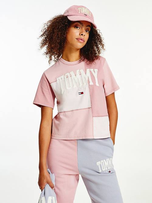 Tommy Hilfiger College Tonal Cut-And-Sewn Boyfriend Tişört Kadın Pembe | TH518QKH