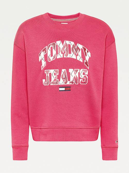 Tommy Hilfiger Collegiate Argyle Logo Sweatshirt Kadın Kırmızı | TH012XNE